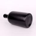 Luxury 200ml 375ml 500ml 750ml 1000ml matte black glass vodka wine liquor whisky bottle with stopper